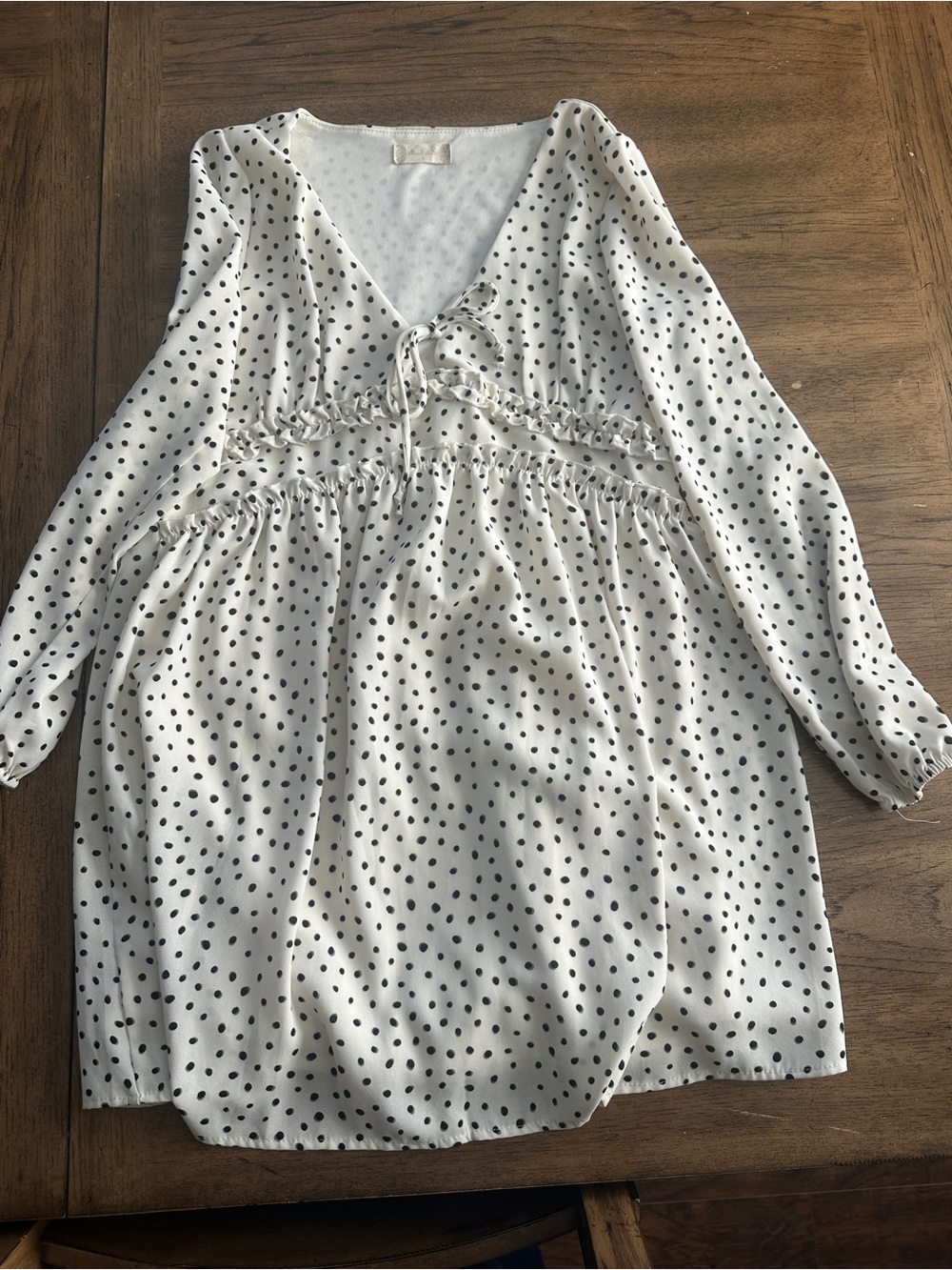 Altar’d State small White Dress with Black Polka Dots